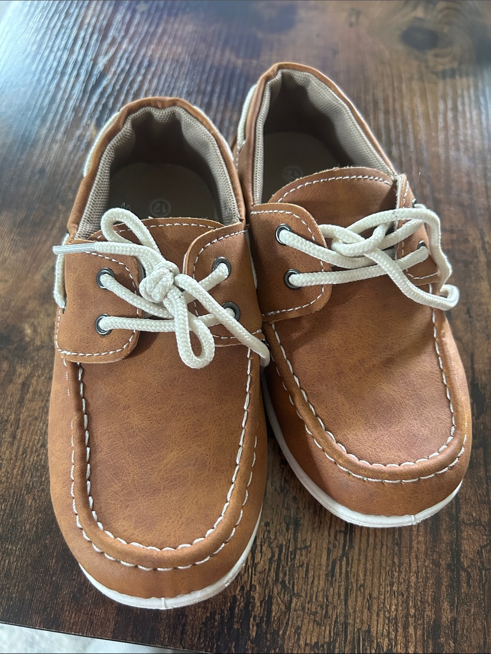 American Exchange Toddler Moccasins in Brown with White Laces